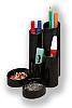 5 Star Desk Tidy with 6 Compartment Tubes Black